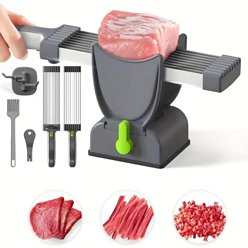 Manual Meat Slicer & Knife Sharpener Set – Stainless Steel, Perfect for Beef, Lamb – Ideal for Home Cooking & BBQ, Black