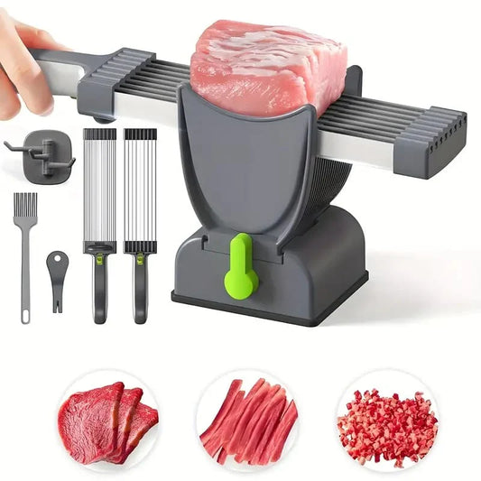 Manual Meat Slicer & Knife Sharpener Set – Stainless Steel, Perfect for Beef, Lamb – Ideal for Home Cooking & BBQ, Black