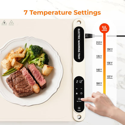 Electric Food Warming Tray with Temperature Control and Timer