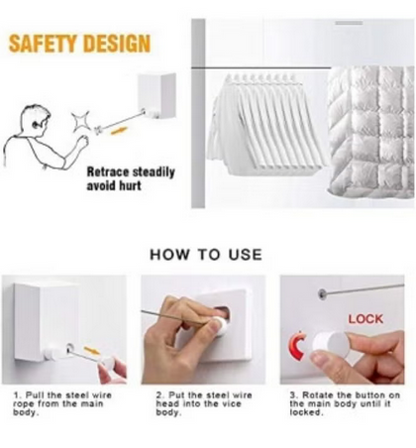 Telescopic Clothesline Clothes Drying Rope